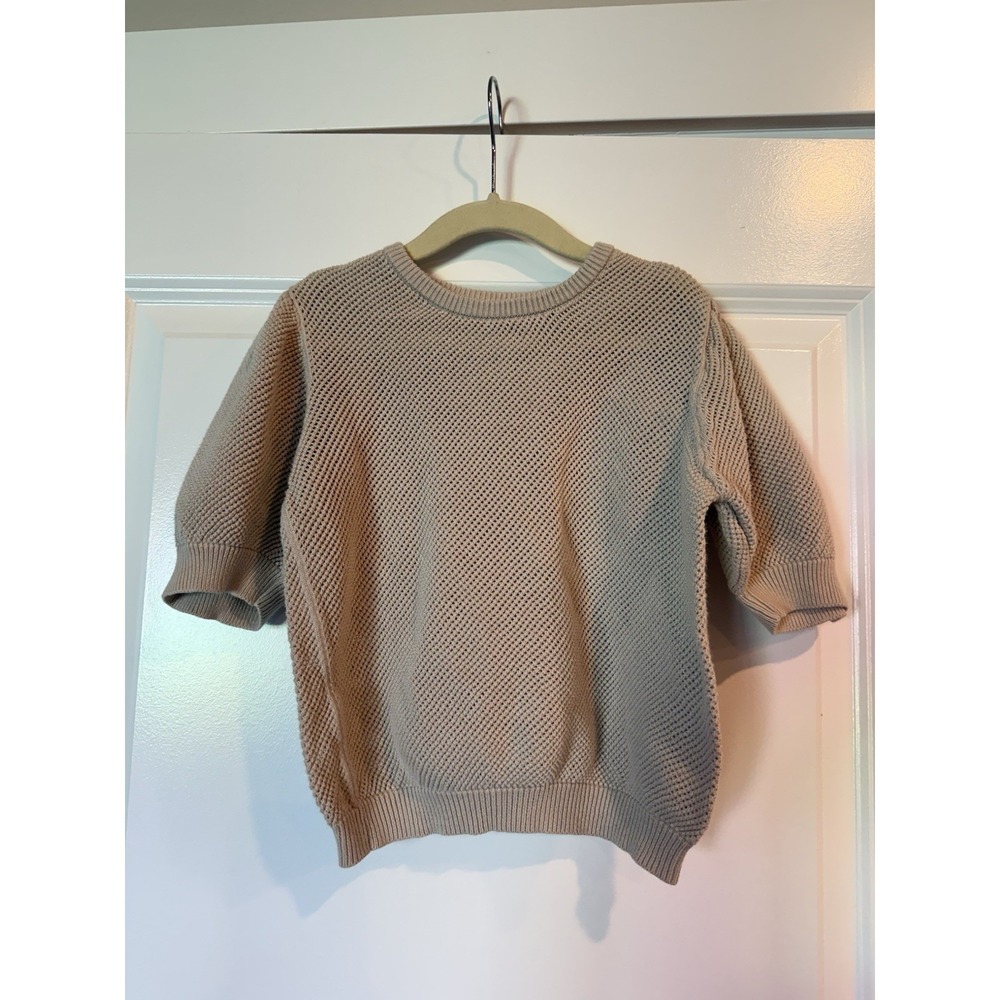 SOOR PLOOM 7Y Taupe Beige Cotton Knit Tunic Sweater Girls Minimalist Designer
